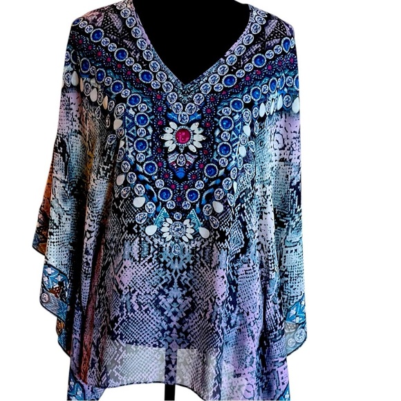 Belle by Kim Gravel Tops - BELLE BY KIM GRAVEL JEWELED MEDALLION BOHEMIAN FAIRY-CORE PONCHO SZ LG